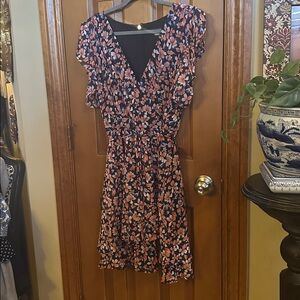 Women’s Tommy Hilfiger Navy and pink floral faux wrap Dress. Size 16
